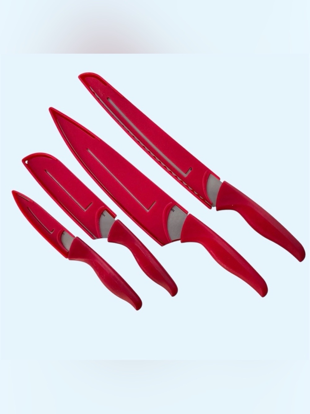 Ecolution 4-Knife Set Red Handles and Sheaths